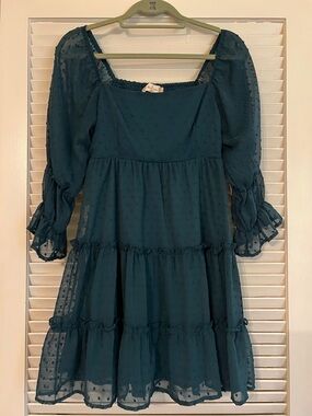 Altar'd State Teal Swiss Dot Dress